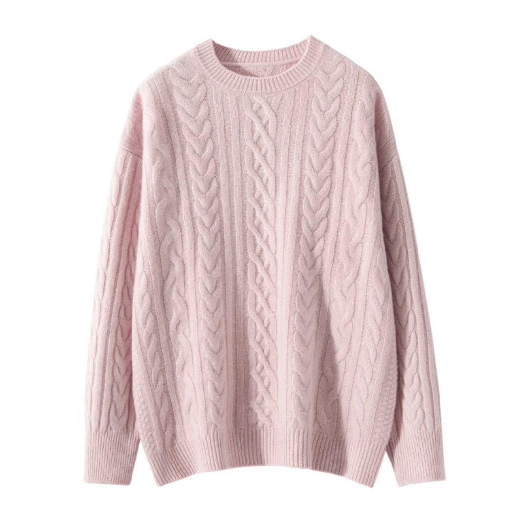 Apolline | Pull torsadé à col rond en maille duveteuse