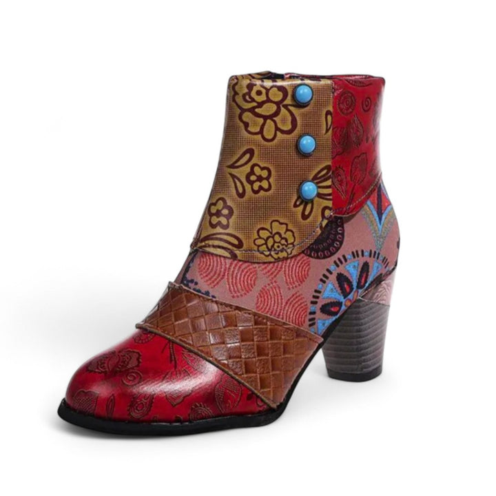 Capucine | Bottines Patchwork à Talons et Bout Arrondi