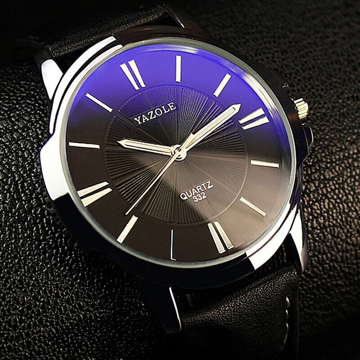 Van Baerle® - Montre en cuir et verre bleu luxueux