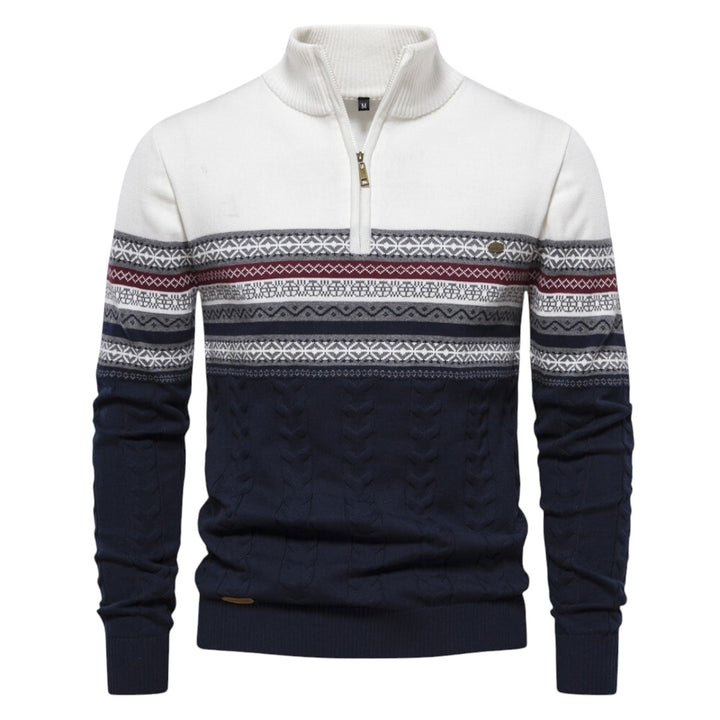 Lachlan | Pull en maille scandinave avec demi-zip et col montant