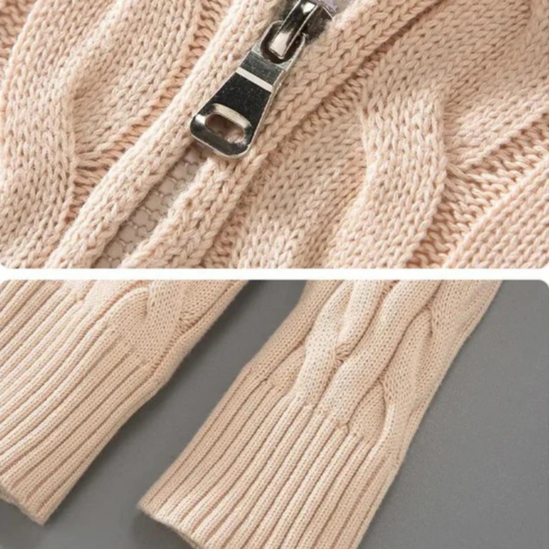 Mitchell | Pull zippé en tissé avec motif classique et confort par temps froid