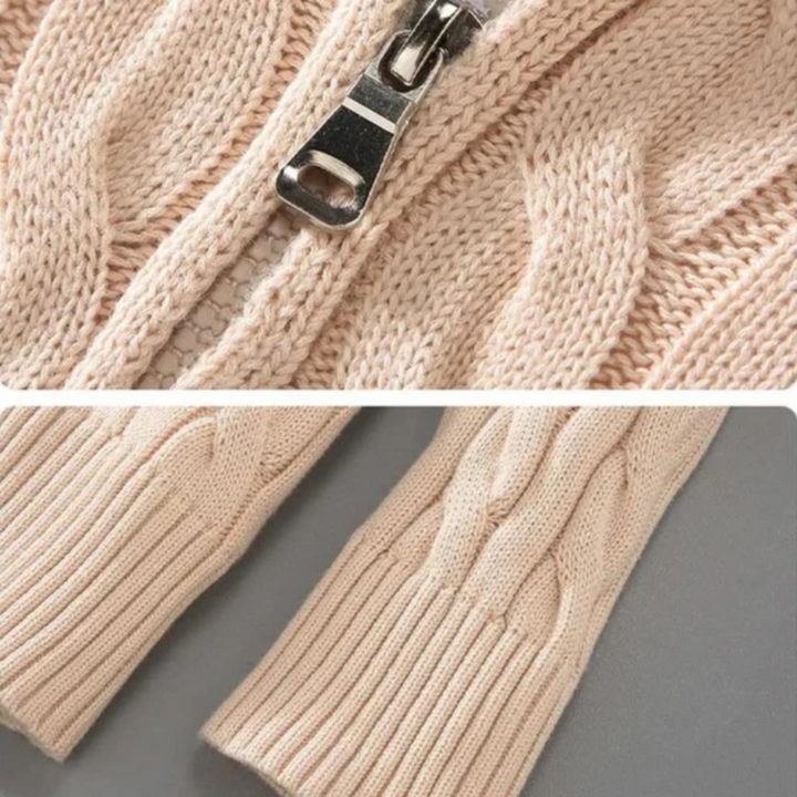 Mitchell | Pull zippé en tissé avec motif classique et confort par temps froid