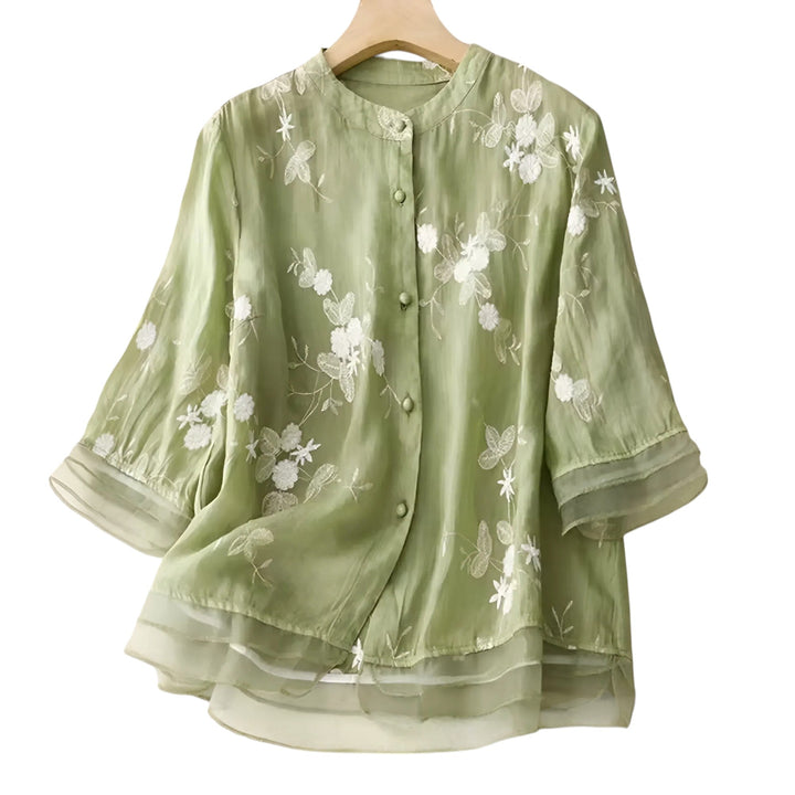 Georgia | Blouse Transparente Brodée avec Manches Fluides