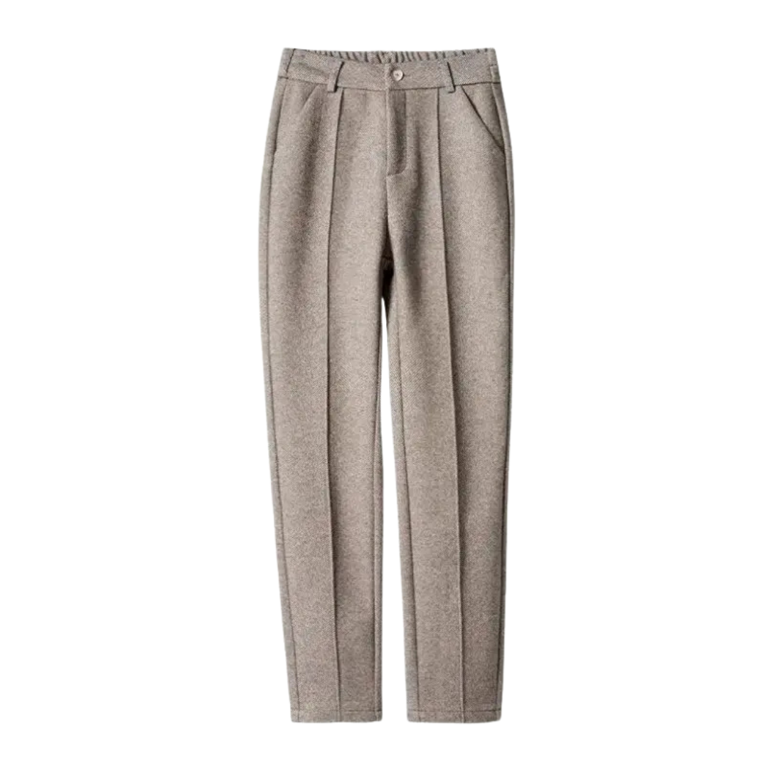 Camille | Pantalon taille haute en chevron brossé
