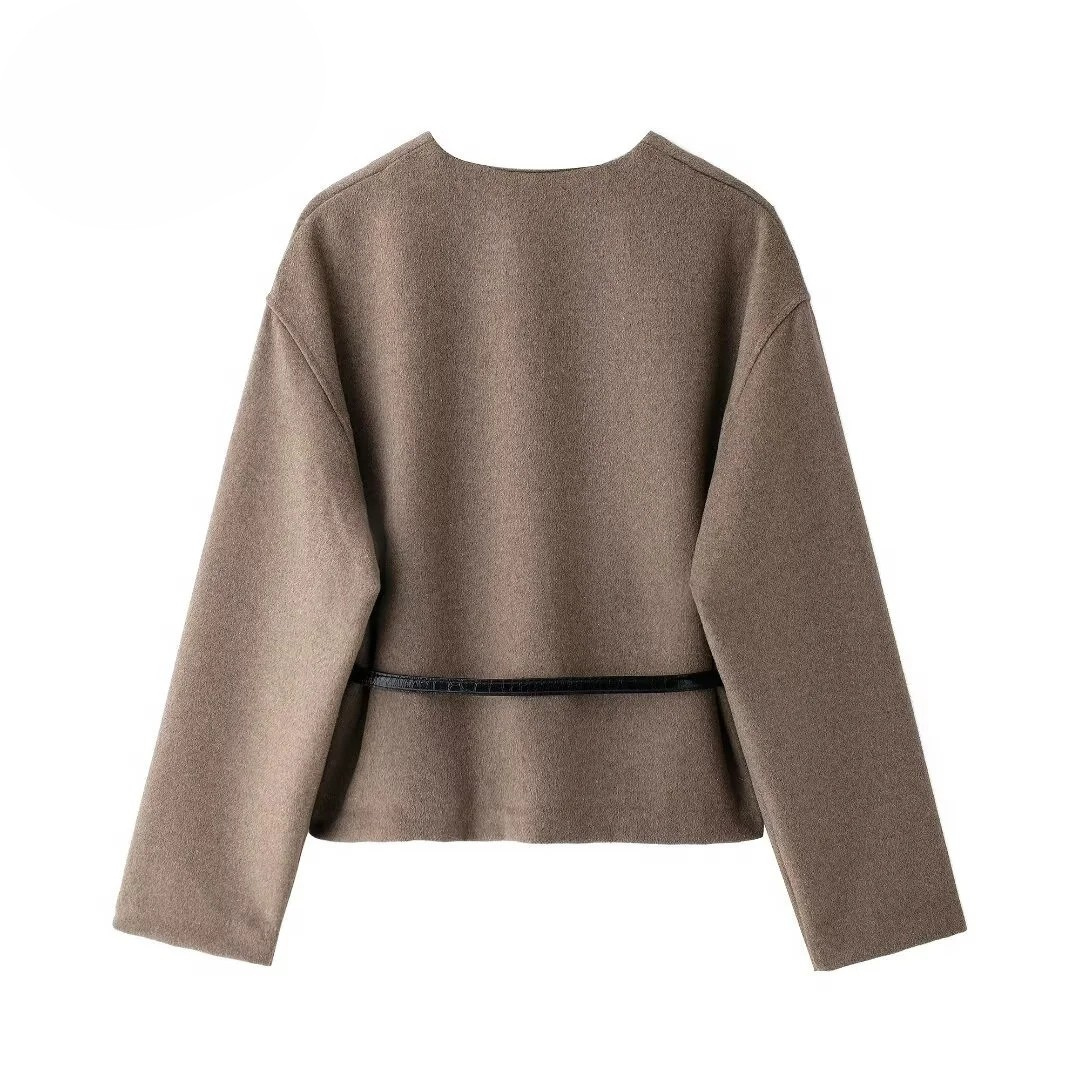 Margot | Veste laine croisée avec ceinture fine