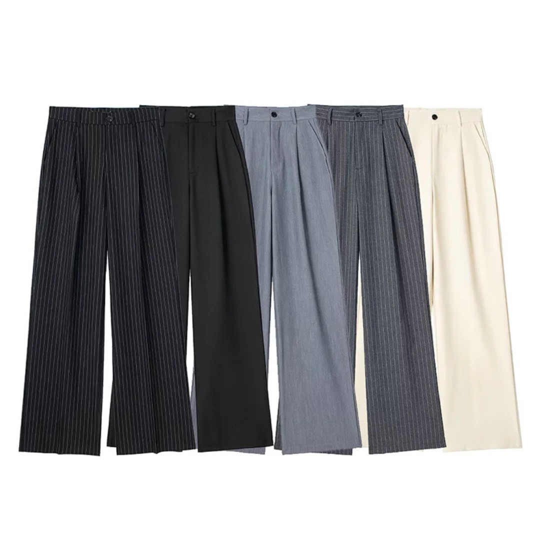 Élise | Pantalon large à rayures taille haute
