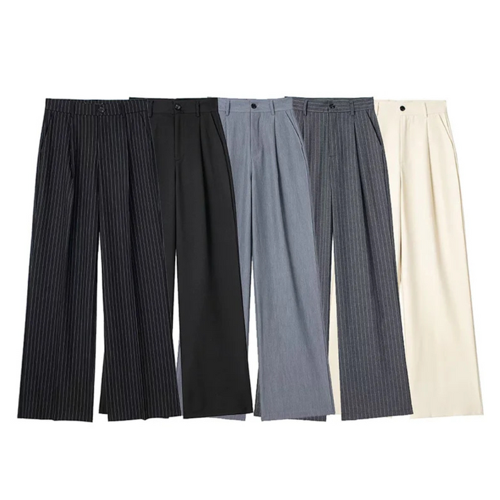 Élise | Pantalon large à rayures taille haute