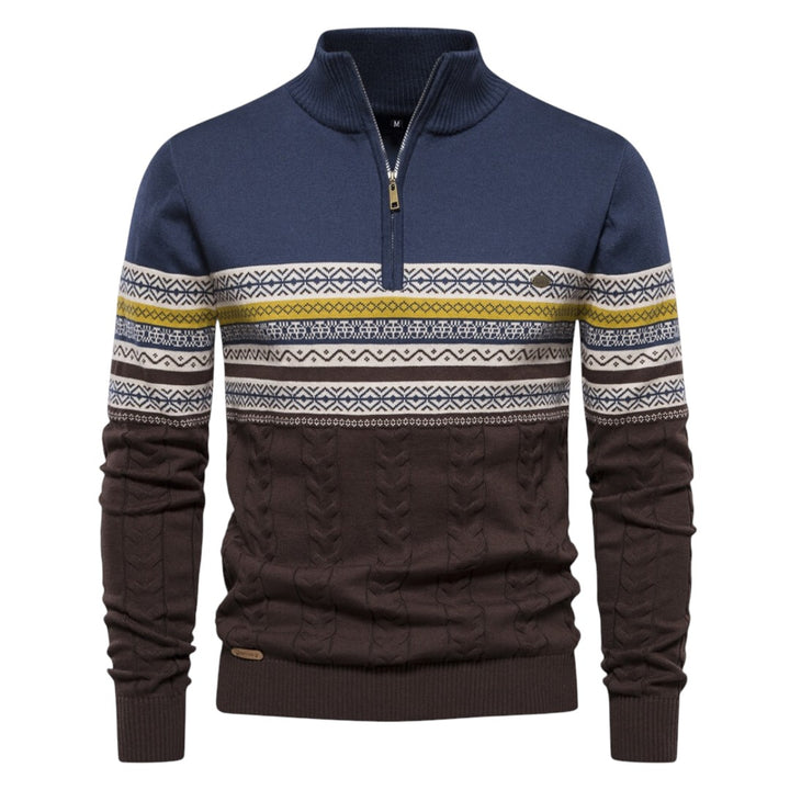Lachlan | Pull en maille scandinave avec demi-zip et col montant