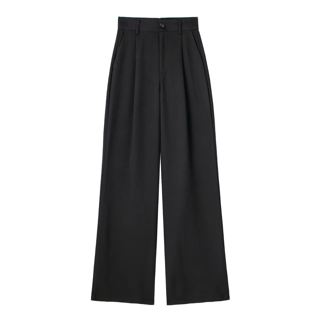 Élise | Pantalon large à rayures taille haute