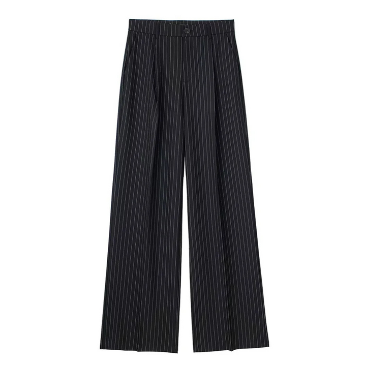 Élise | Pantalon large à rayures taille haute