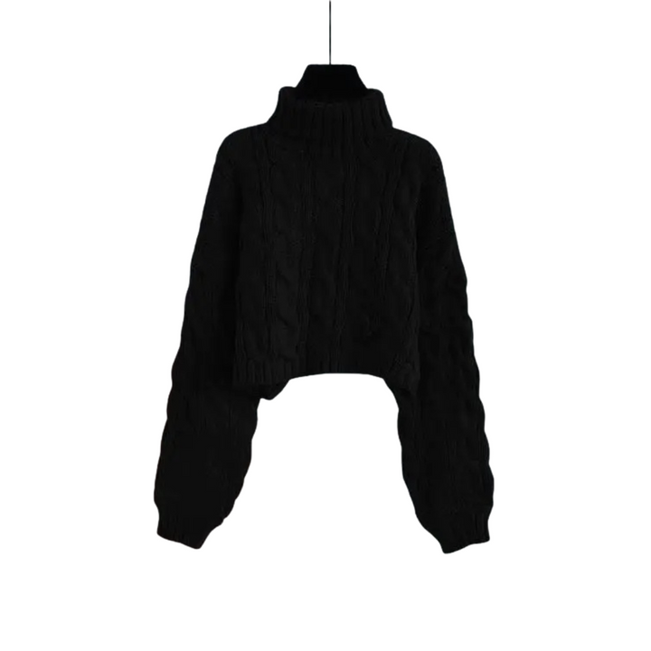 Océane | Pull torsadé court à col montant