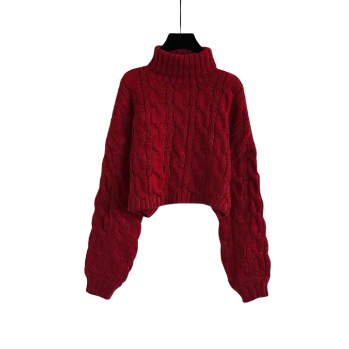 Océane | Pull torsadé court à col montant
