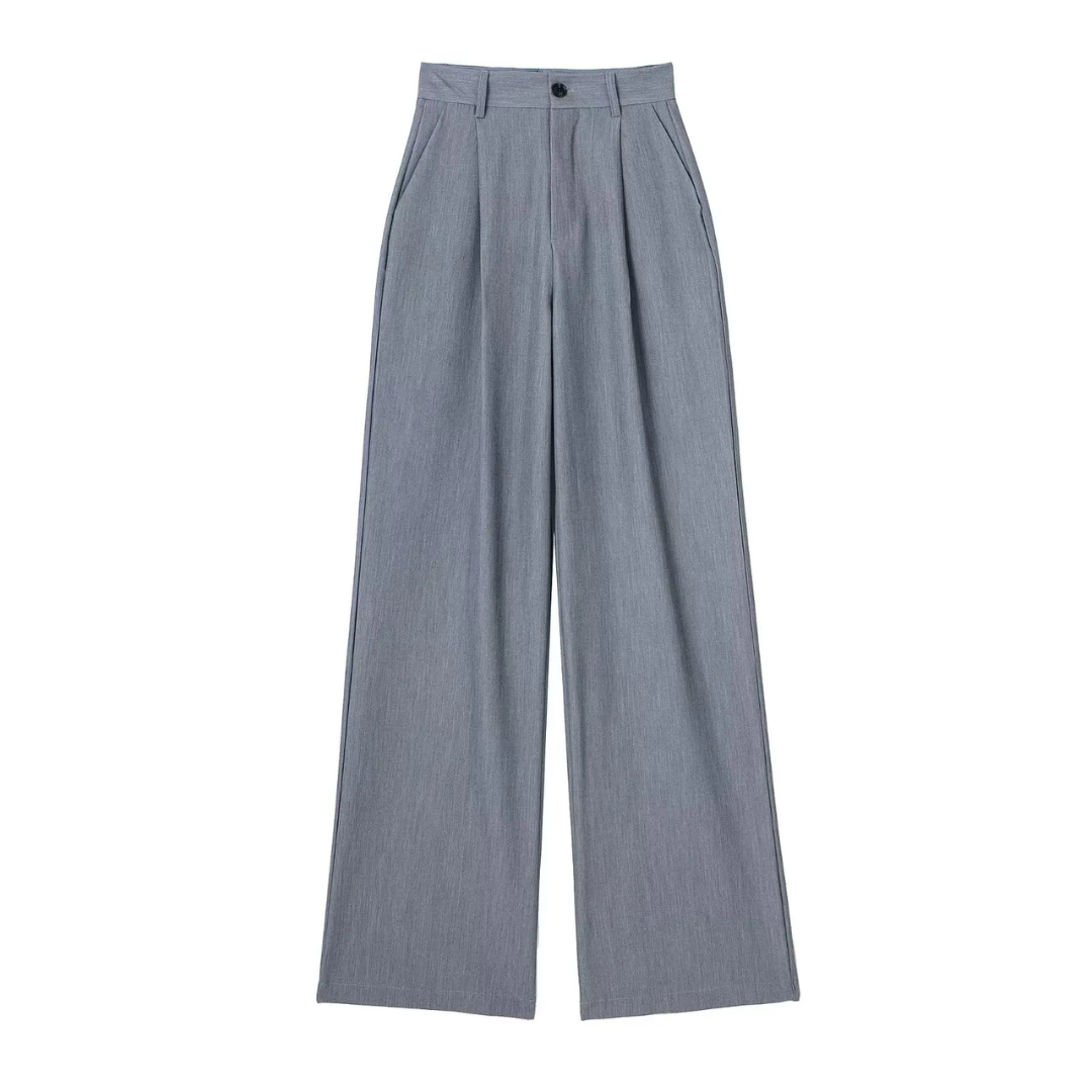 Élise | Pantalon large à rayures taille haute