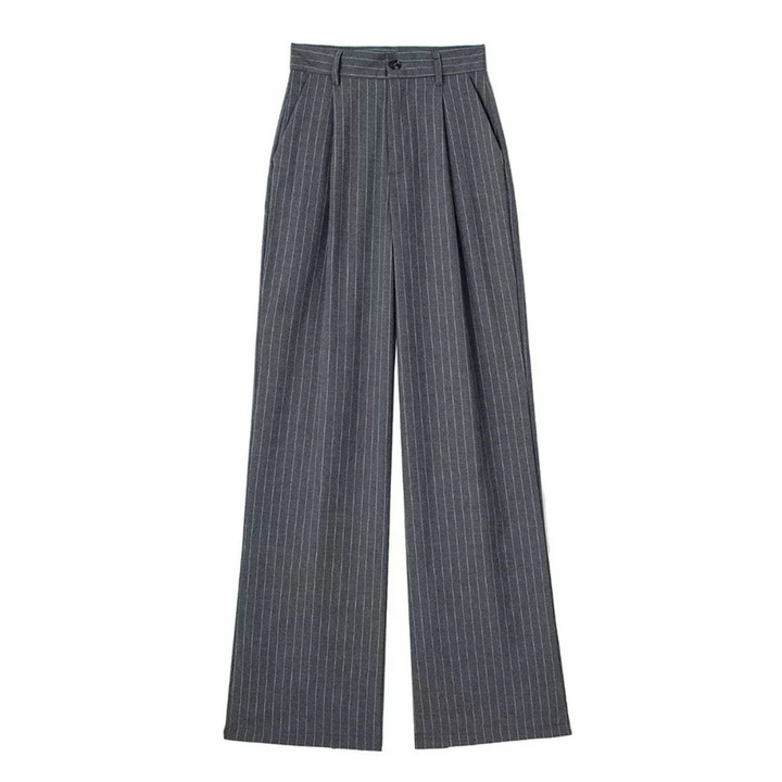 Élise | Pantalon large à rayures taille haute