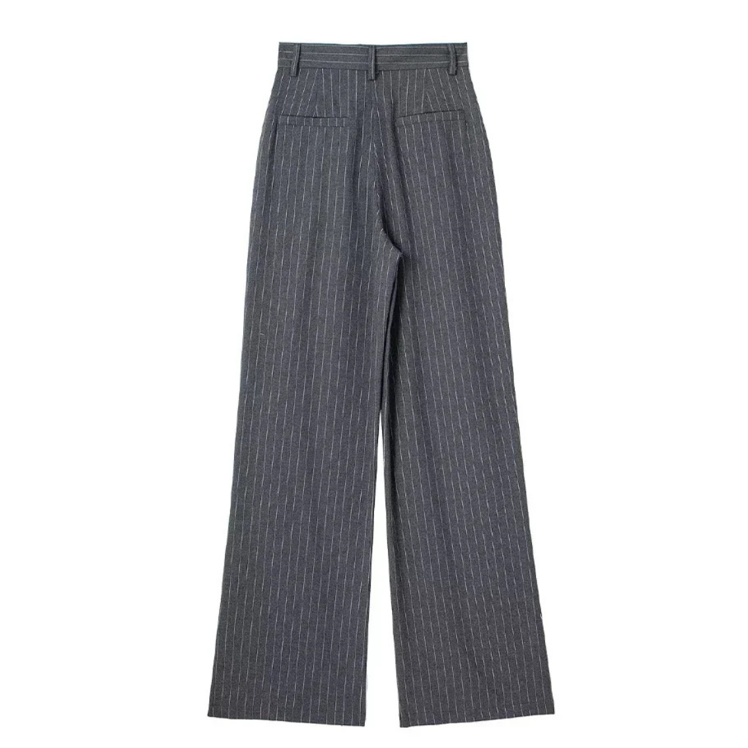 Élise | Pantalon large à rayures taille haute