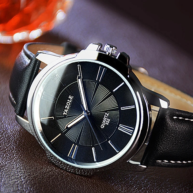 Van Baerle® - Montre en cuir et verre bleu luxueux