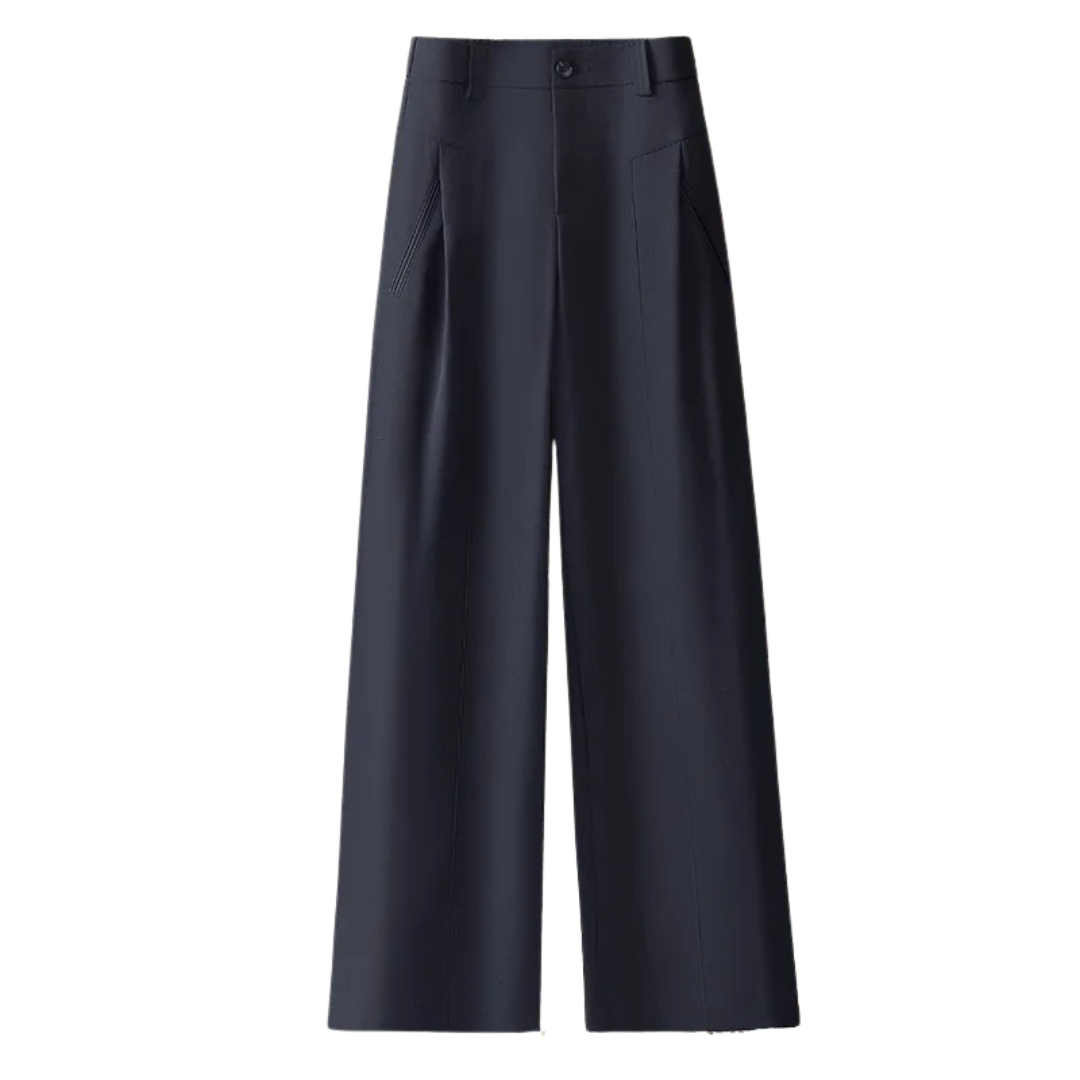 Axelle | Pantalon large taille haute à plis marqués