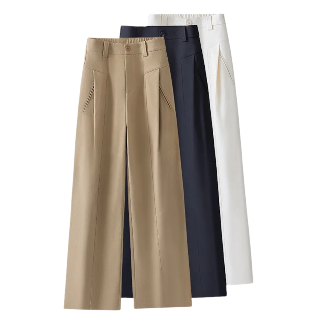 Axelle | Pantalon large taille haute à plis marqués