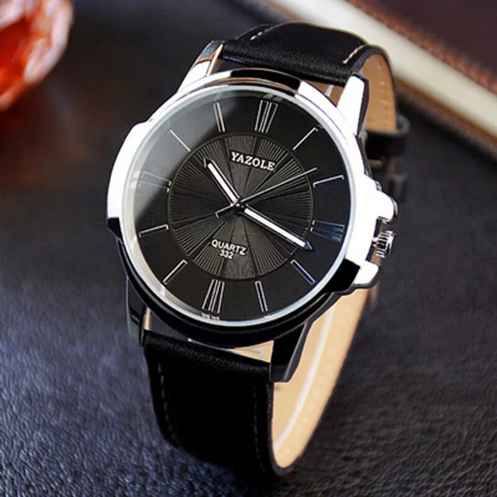 Van Baerle® - Montre en cuir et verre bleu luxueux
