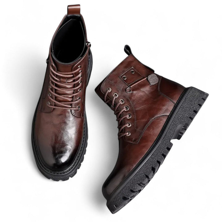 Campbell | Bottes en cuir robustes à la cheville avec fermeture éclair à l'arrière