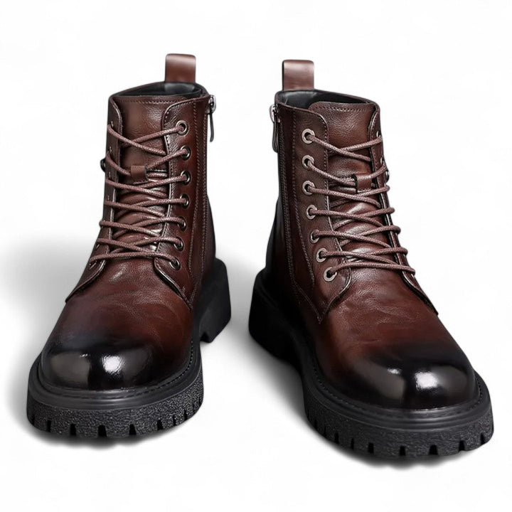 Campbell | Bottes en cuir robustes à la cheville avec fermeture éclair à l'arrière