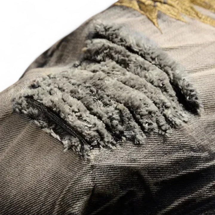 Nico | Jean Denim à Affirmation Audacieuse avec Ornements d'Aigle Brodés