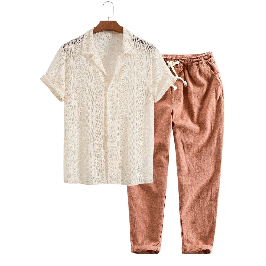 Blake | Ensemble de chemise et pantalon en crochet léger