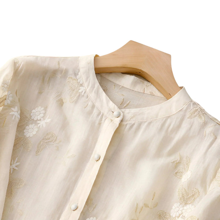 Georgia | Blouse Transparente Brodée avec Manches Fluides