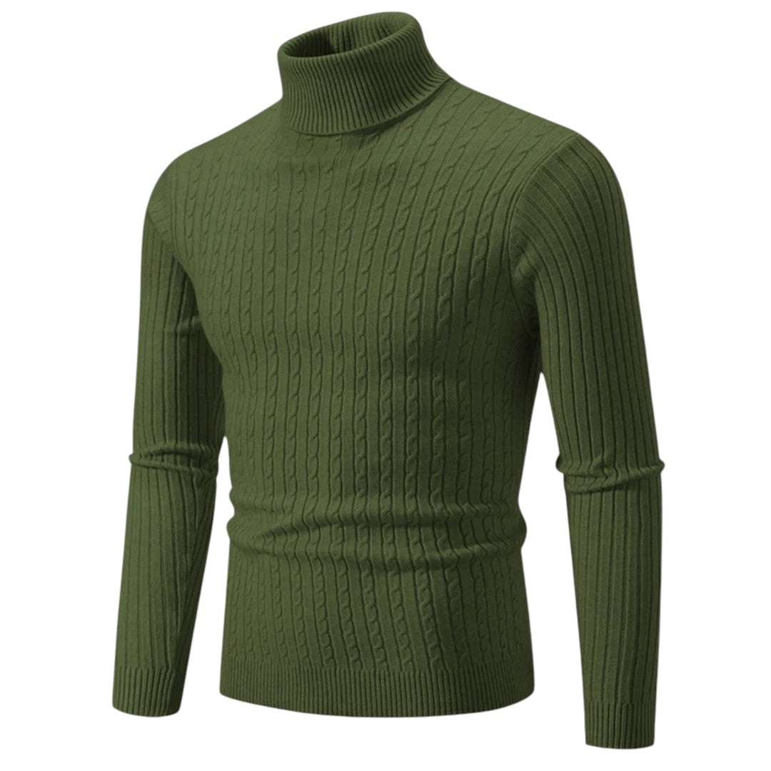 Mitchell | Pull en maille à col roulé en tricot torsadé avec col doux et chaleur raffinée