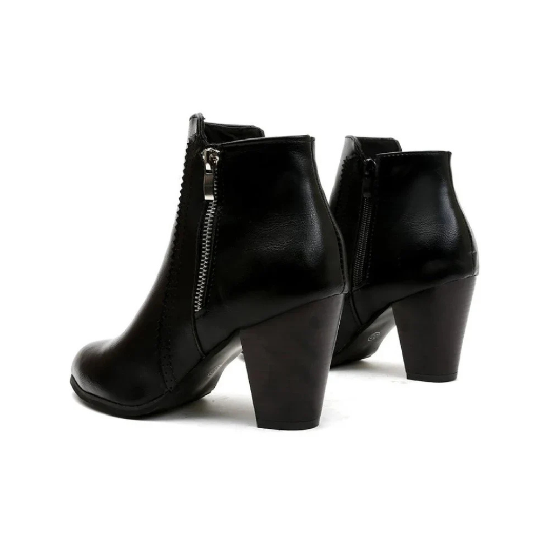 Léane | Bottines à Talon Bloc et Fermeture Zippée