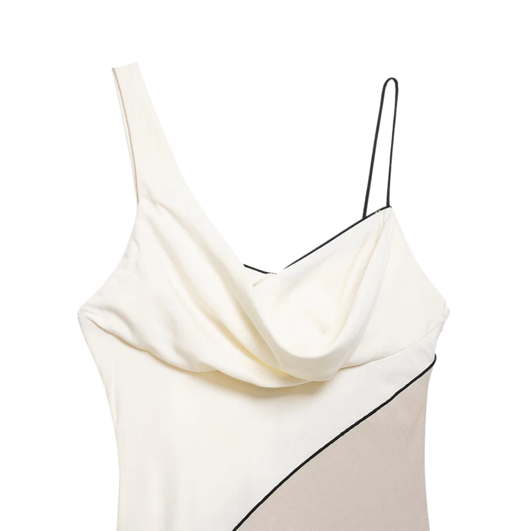Élodie | Robe mi-longue asymétrique satinée