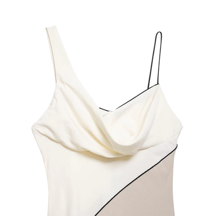 Élodie | Robe mi-longue asymétrique satinée