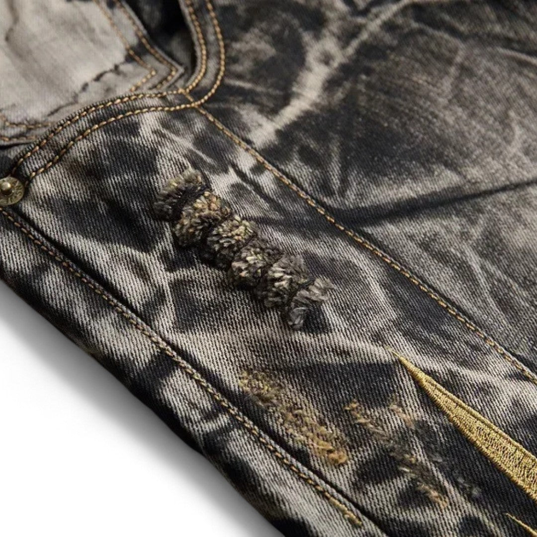 Nico | Jean Denim à Affirmation Audacieuse avec Ornements d'Aigle Brodés