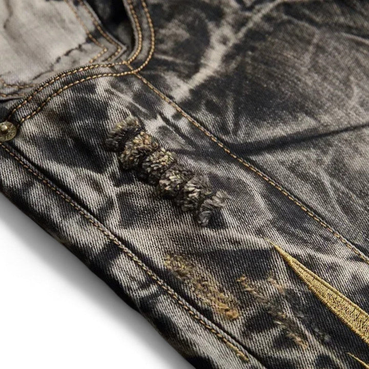 Nico | Jean Denim à Affirmation Audacieuse avec Ornements d'Aigle Brodés