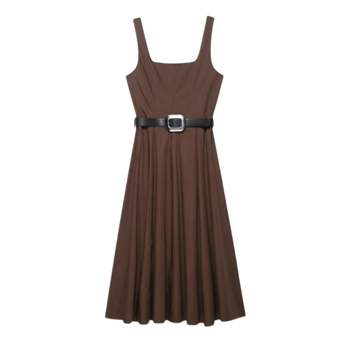 Amélie | Robe Évasée Sans Manches avec Ceinture Structurante