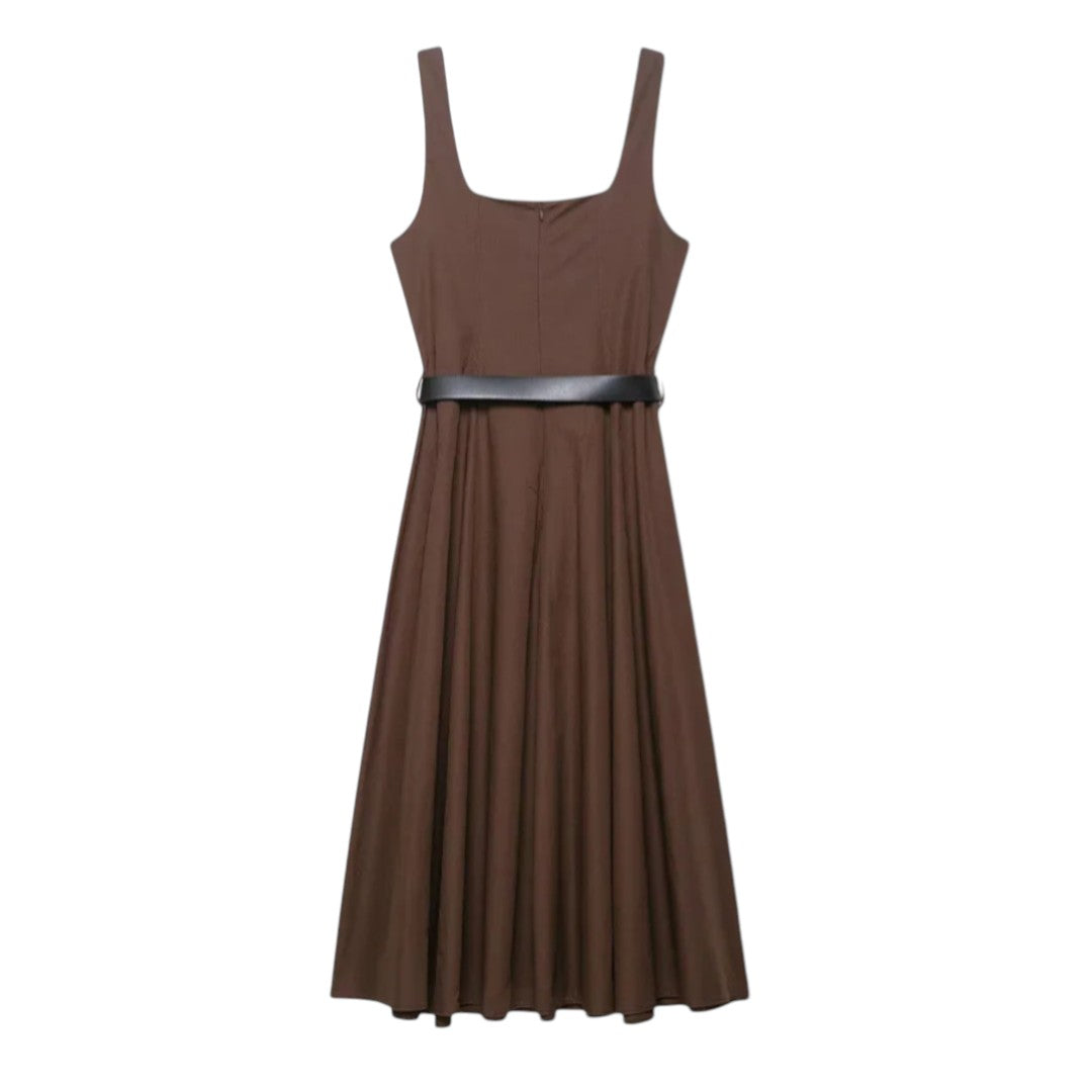 Amélie | Robe Évasée Sans Manches avec Ceinture Structurante