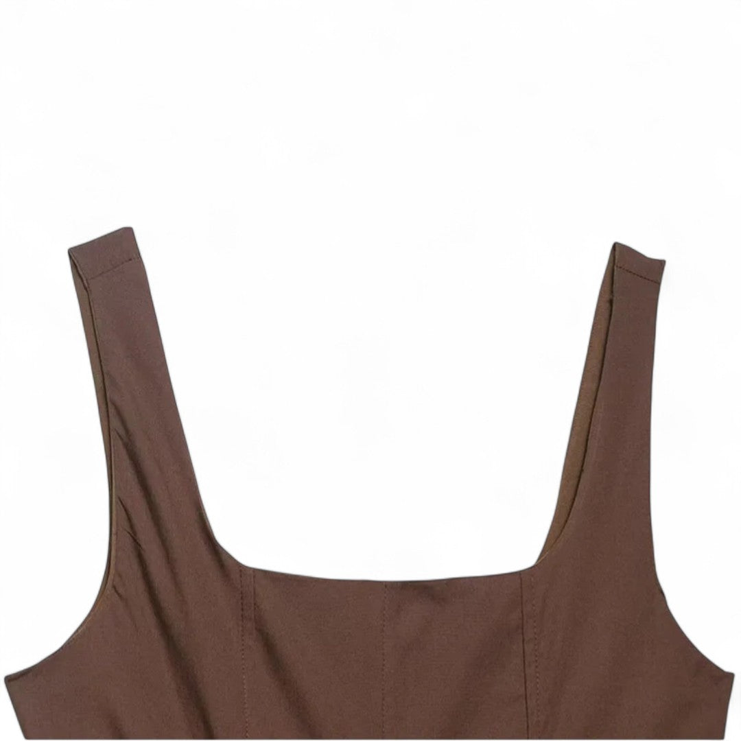 Amélie | Robe Évasée Sans Manches avec Ceinture Structurante