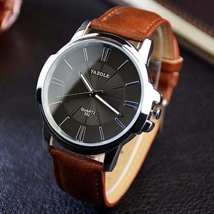 Van Baerle® - Montre en cuir et verre bleu luxueux