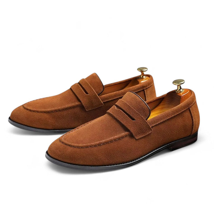 Hudson | Mocassins en daim penny avec semelle légère