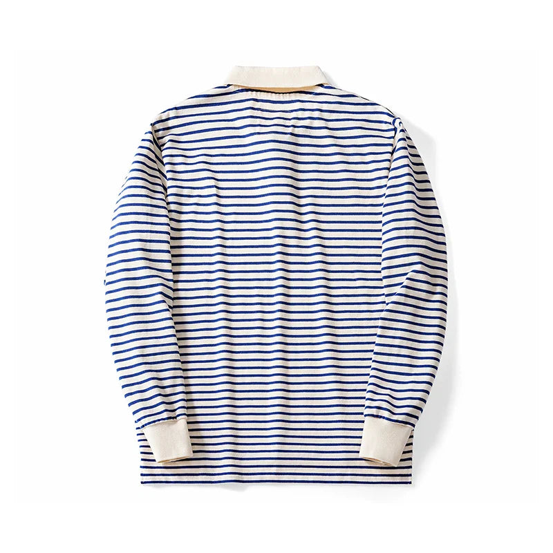 Darren | Polo rétro japonais à manches longues en coton peigné