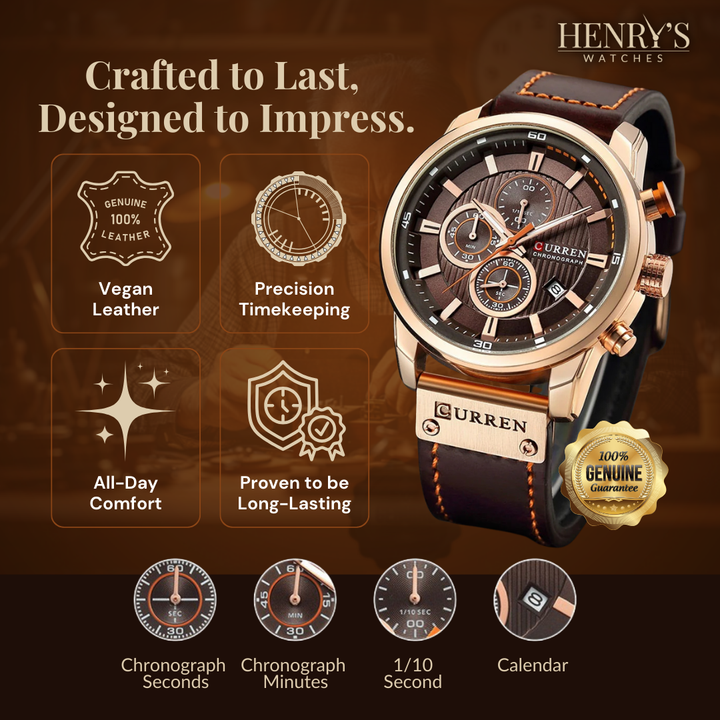 Van Baerle® - Montre en Quartz Élégante avec Bracelet en Cuir