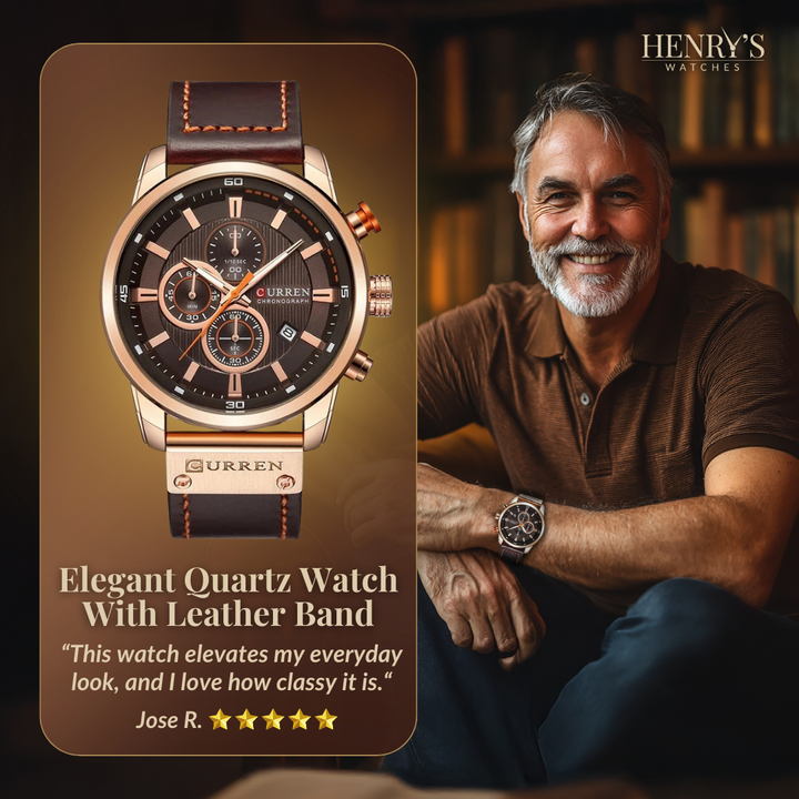 Van Baerle® - Montre en Quartz Élégante avec Bracelet en Cuir