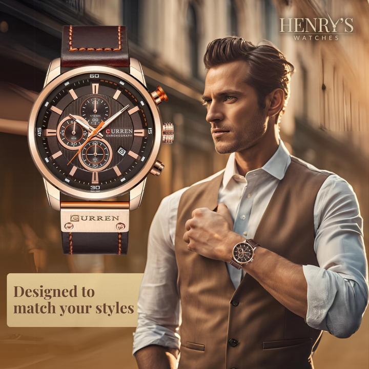 Van Baerle® - Montre en Quartz Élégante avec Bracelet en Cuir