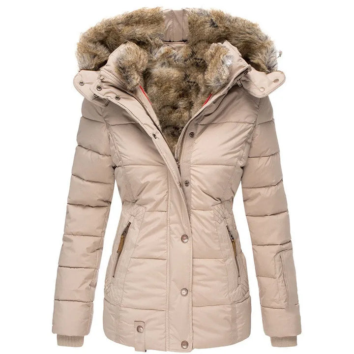 Leonie | Doudoune Hiver Cintrée avec Capuche Doublée en Fausse Fourrure