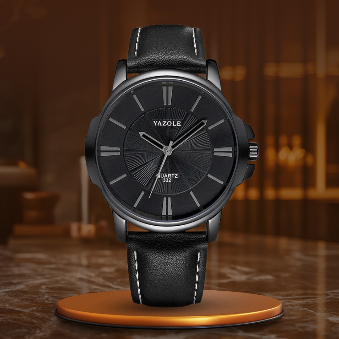 Van Baerle® - Montre en cuir et verre bleu luxueux