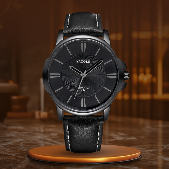 Van Baerle® - Montre en cuir et verre bleu luxueux