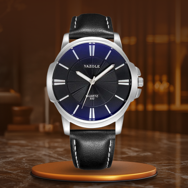 Van Baerle® - Montre en cuir et verre bleu luxueux