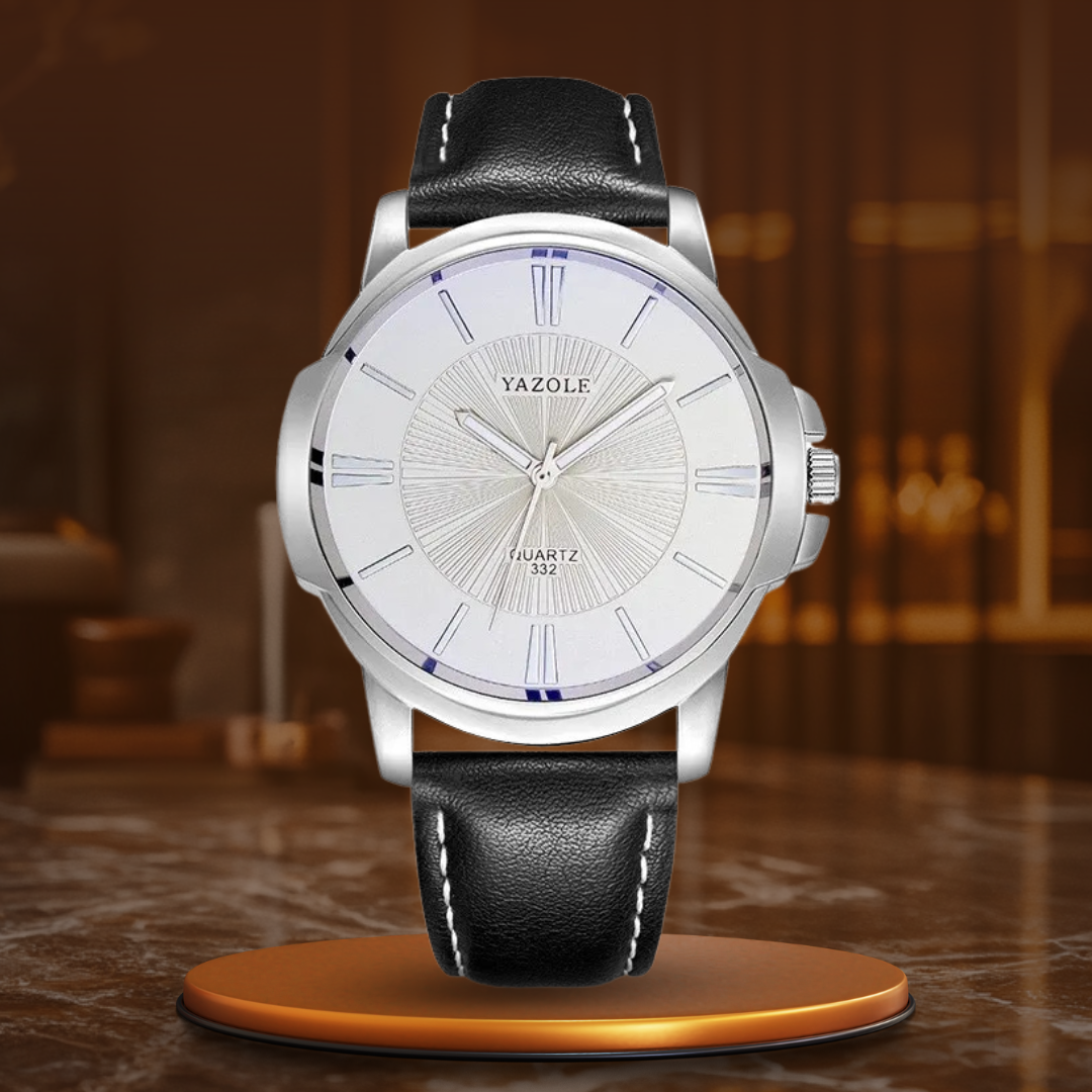 Van Baerle® - Montre en cuir et verre bleu luxueux