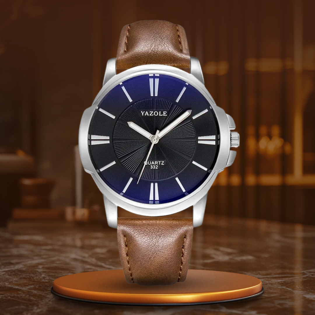 Van Baerle® - Montre en cuir et verre bleu luxueux