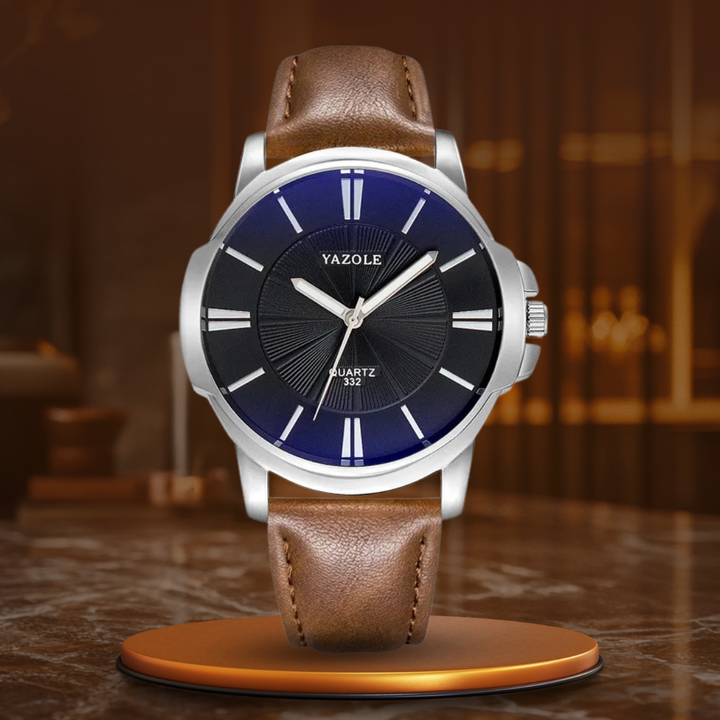 Van Baerle® - Montre en cuir et verre bleu luxueux